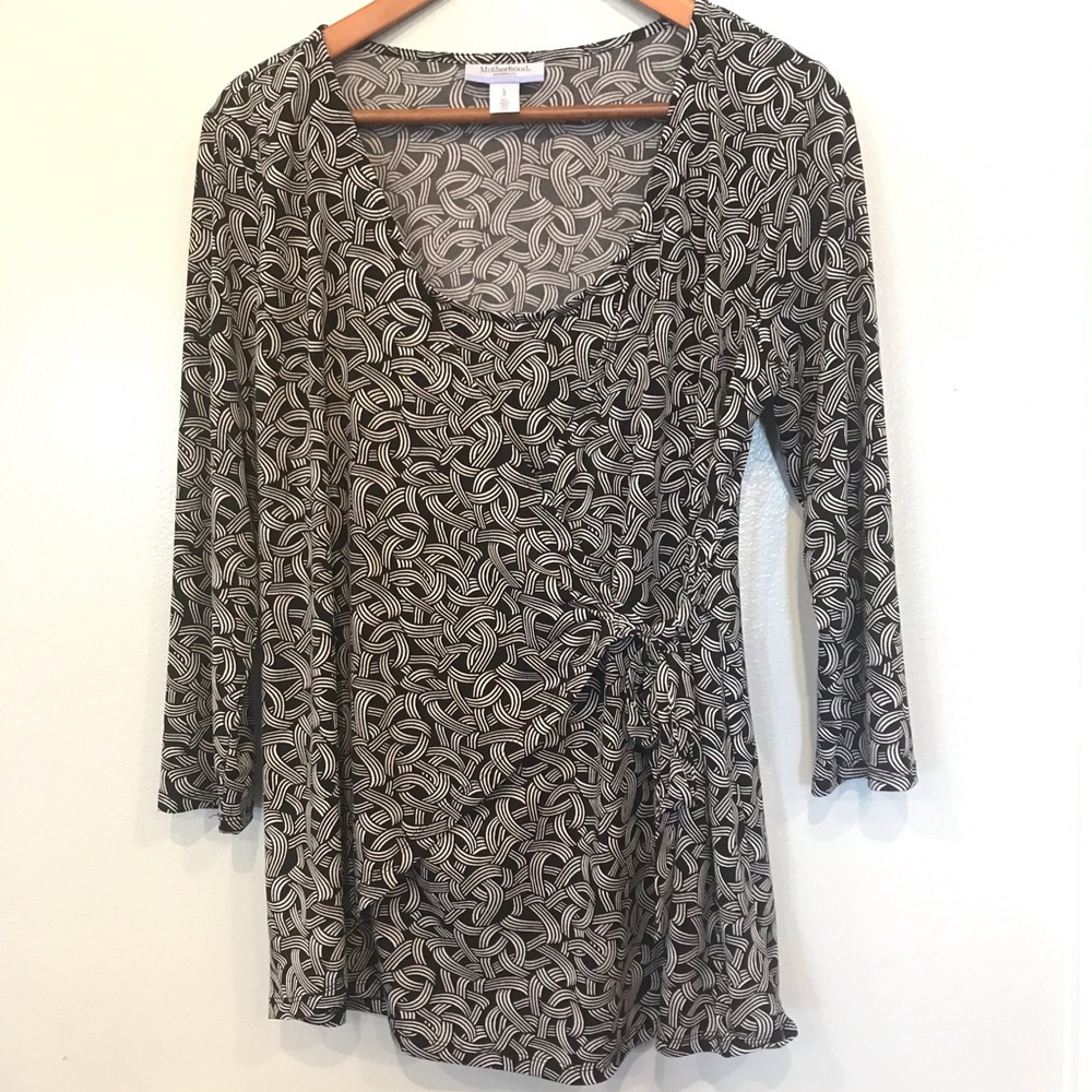 Motherhood Maternity Geo Faux Wrap Tie Nursing Top
